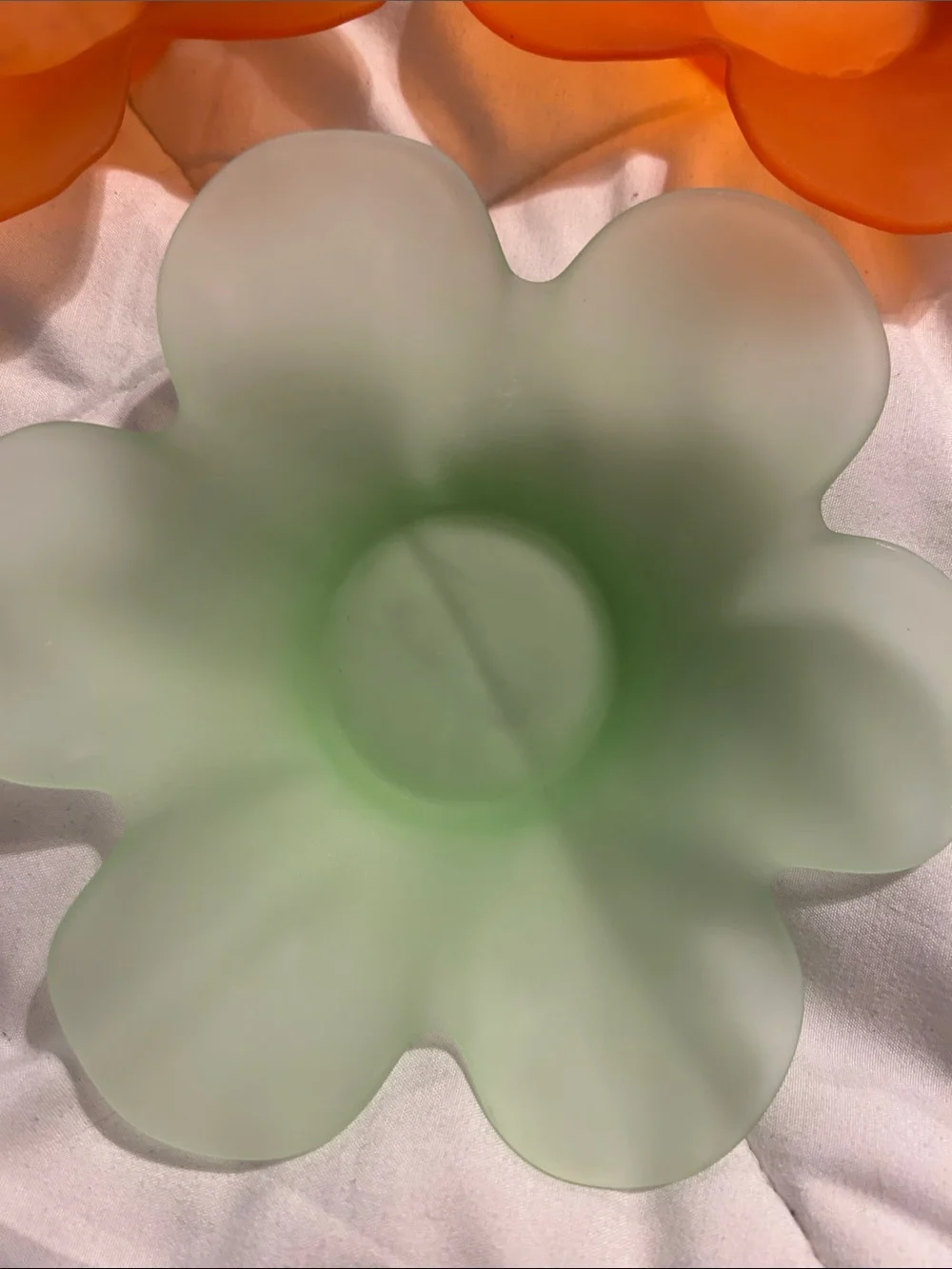 Orange and Green Glass Flower Bowls - Home Accents